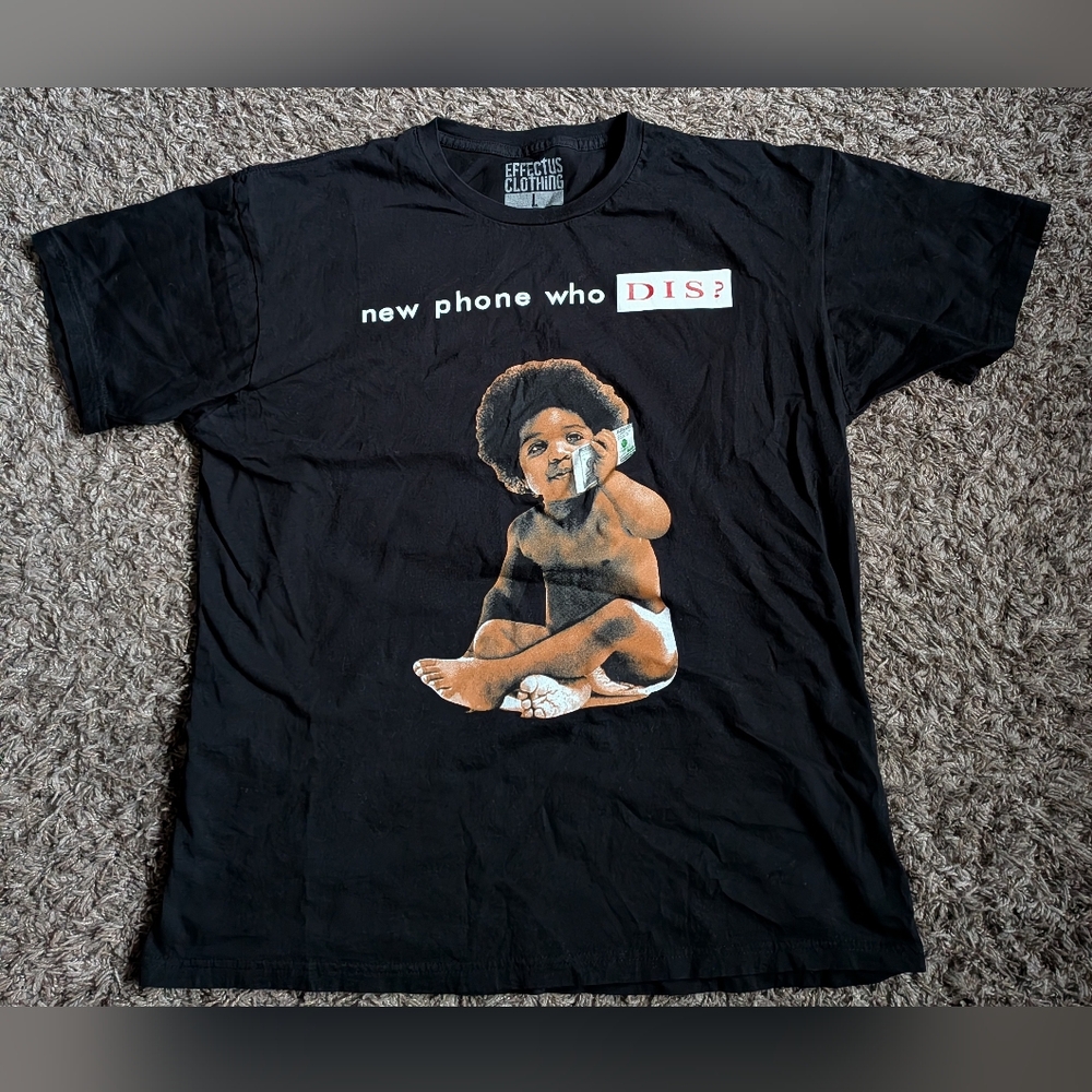 Effectus Clothing Biggie Smalls New Phone Who Dis Graphic Shirt Men's L